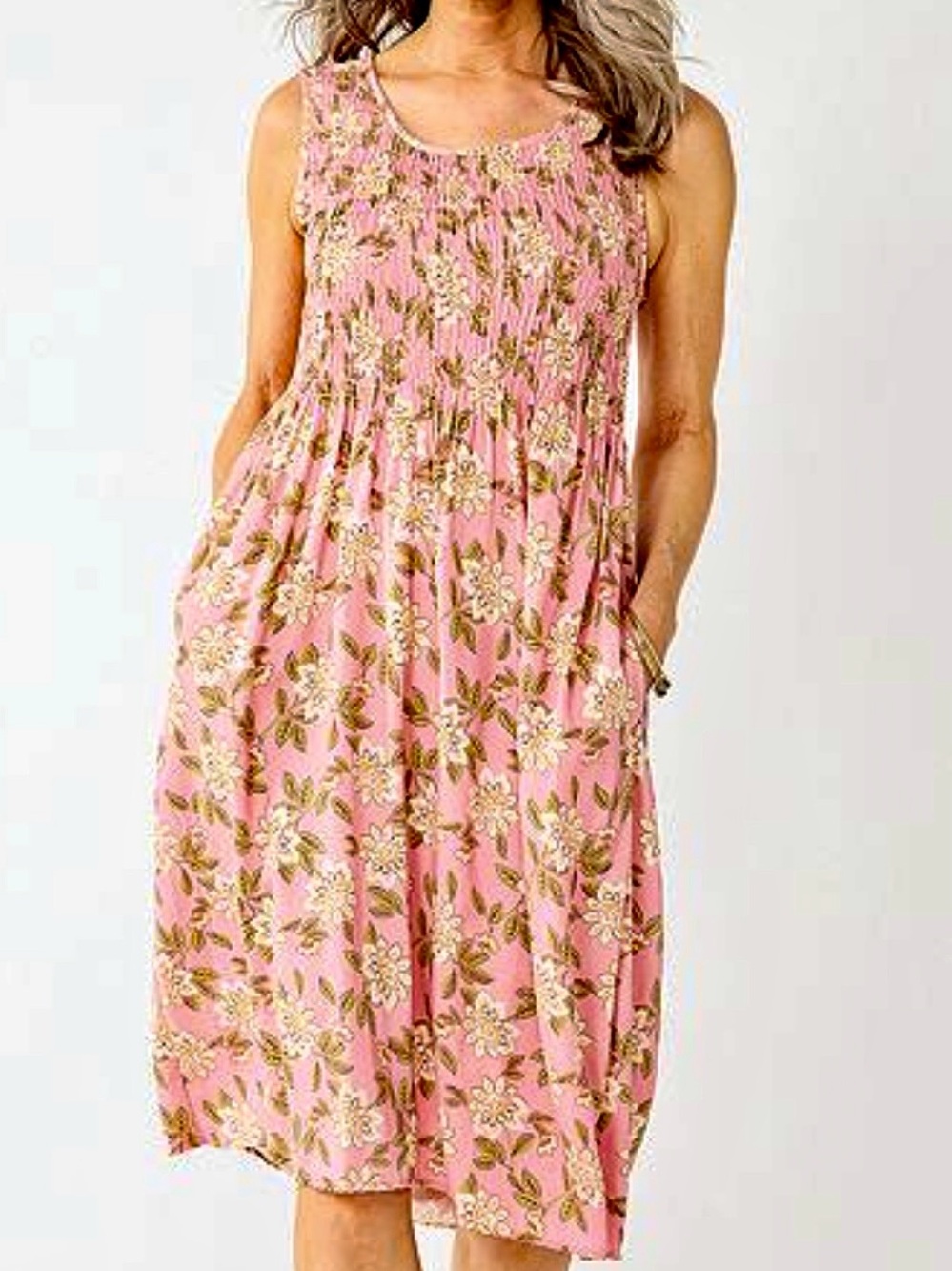Croft & Barrow NWT Womens Smocked Swing Midi Dress XL